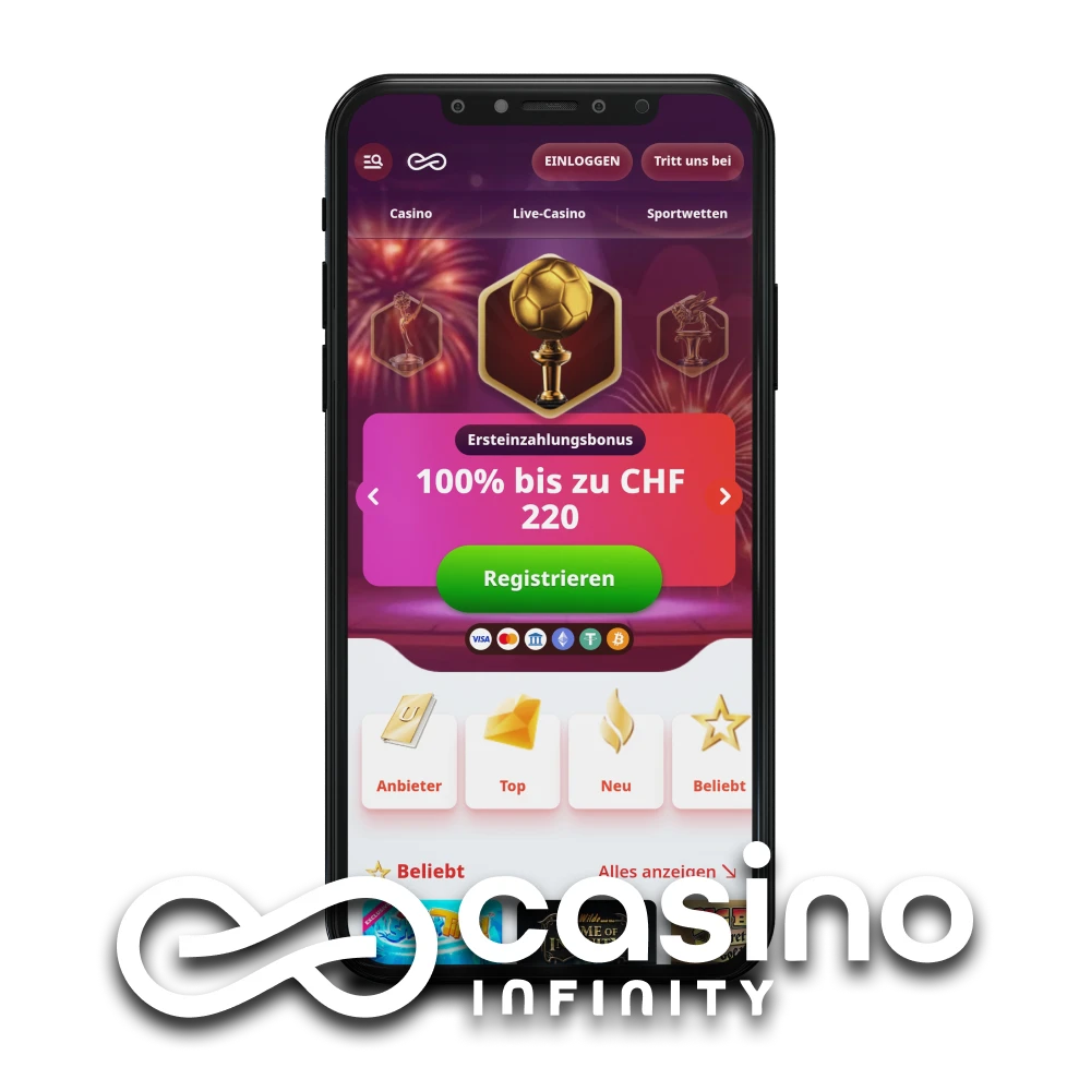 Laden Sie die offizielle mobile Casino Infinity-App herunter.