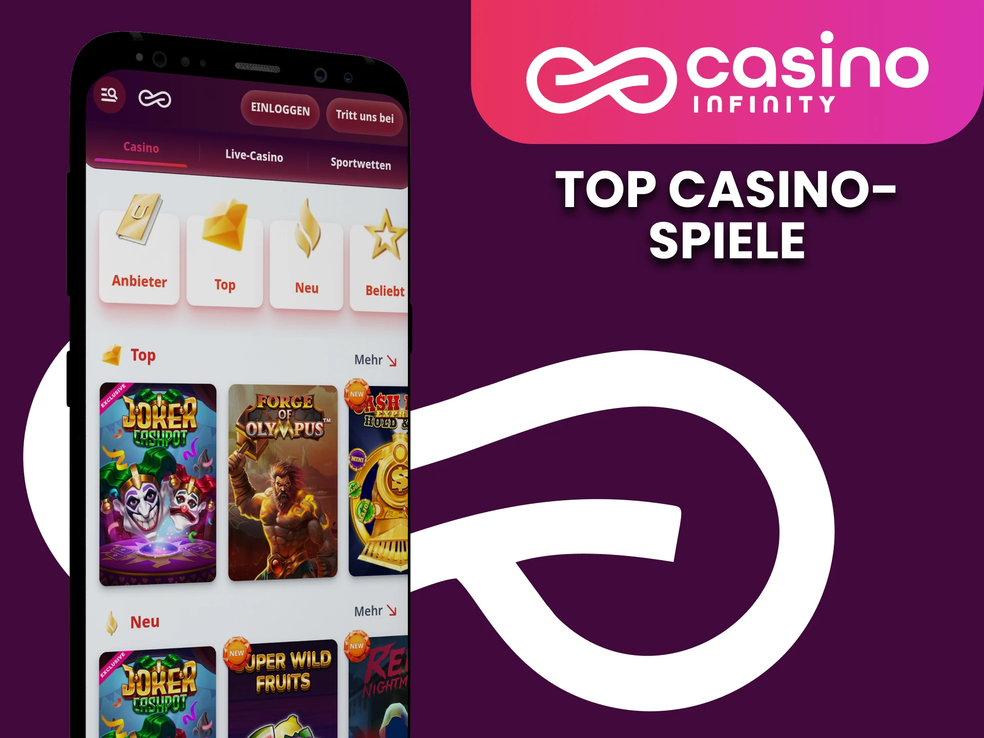 Diese Casinospiele sind die profitabelsten und beliebtesten in der mobilen Casino Infinity-App.