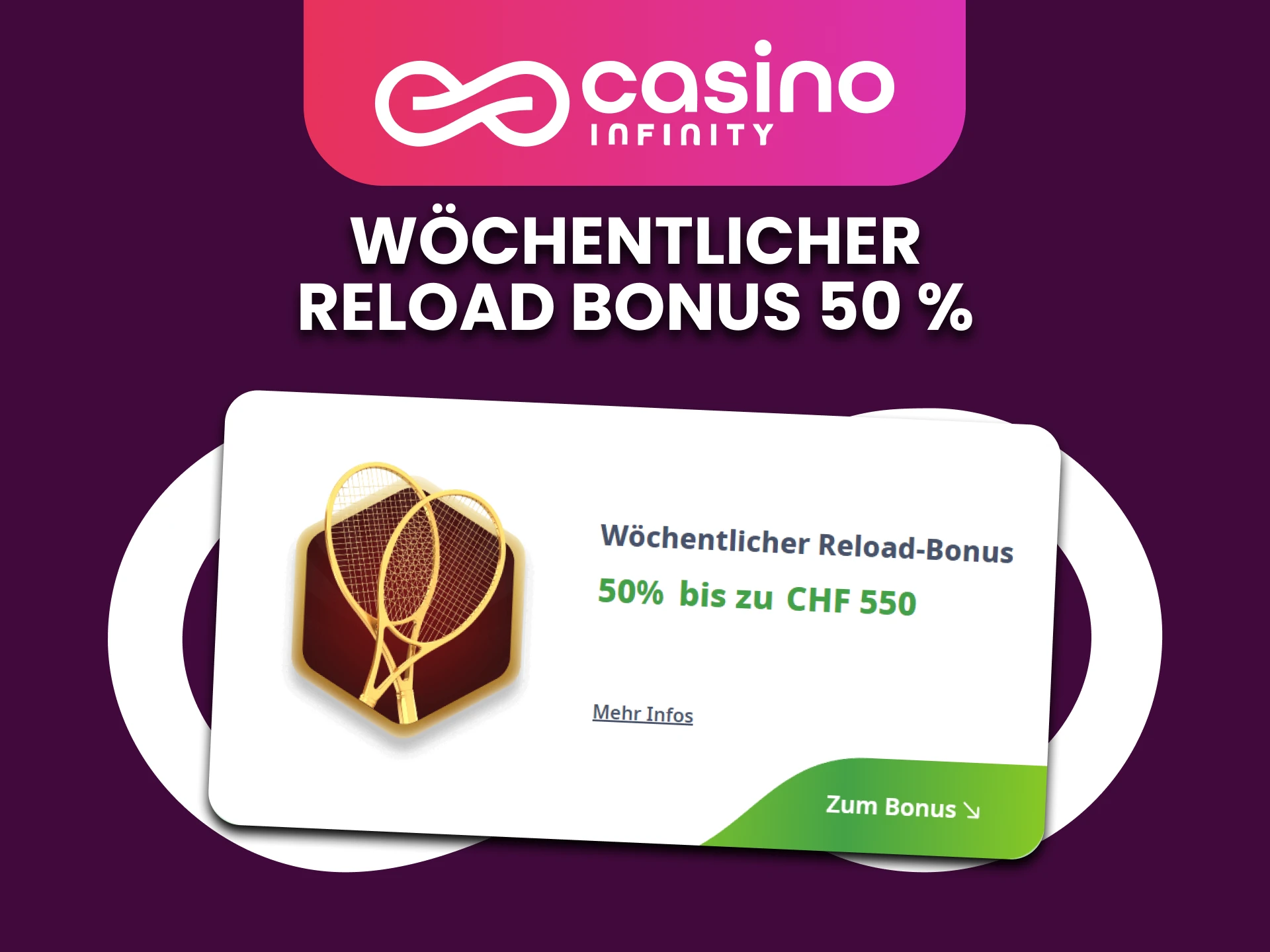 Holen Sie sich einen wochentlichen Reload-Bonus bei Casino Infinity.