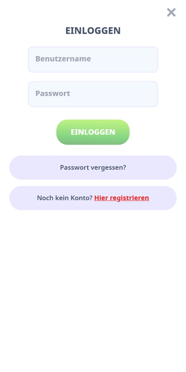 Melden Sie sich bei Ihrem Casino Infinity-Konto an, um Geld einzuzahlen.