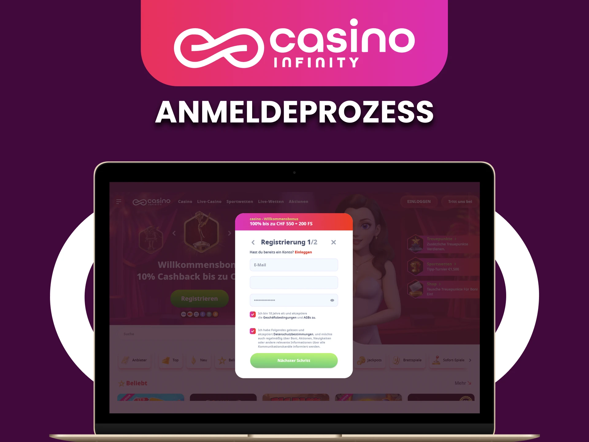 Erfahren Sie, wie Sie sich schnell bei Casino Infinity registrieren konnen.