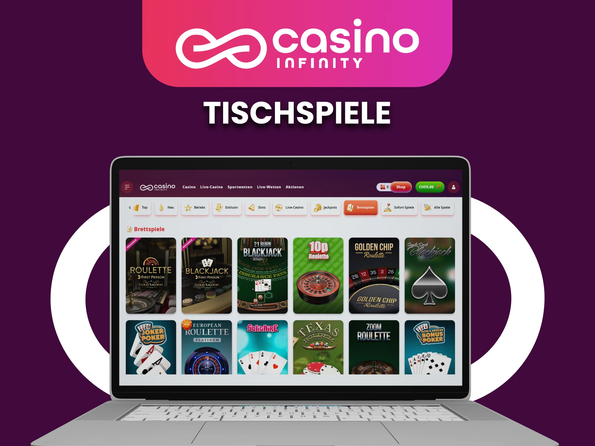 Spielen Sie die beliebtesten Tischspiele im Casino Infinity.