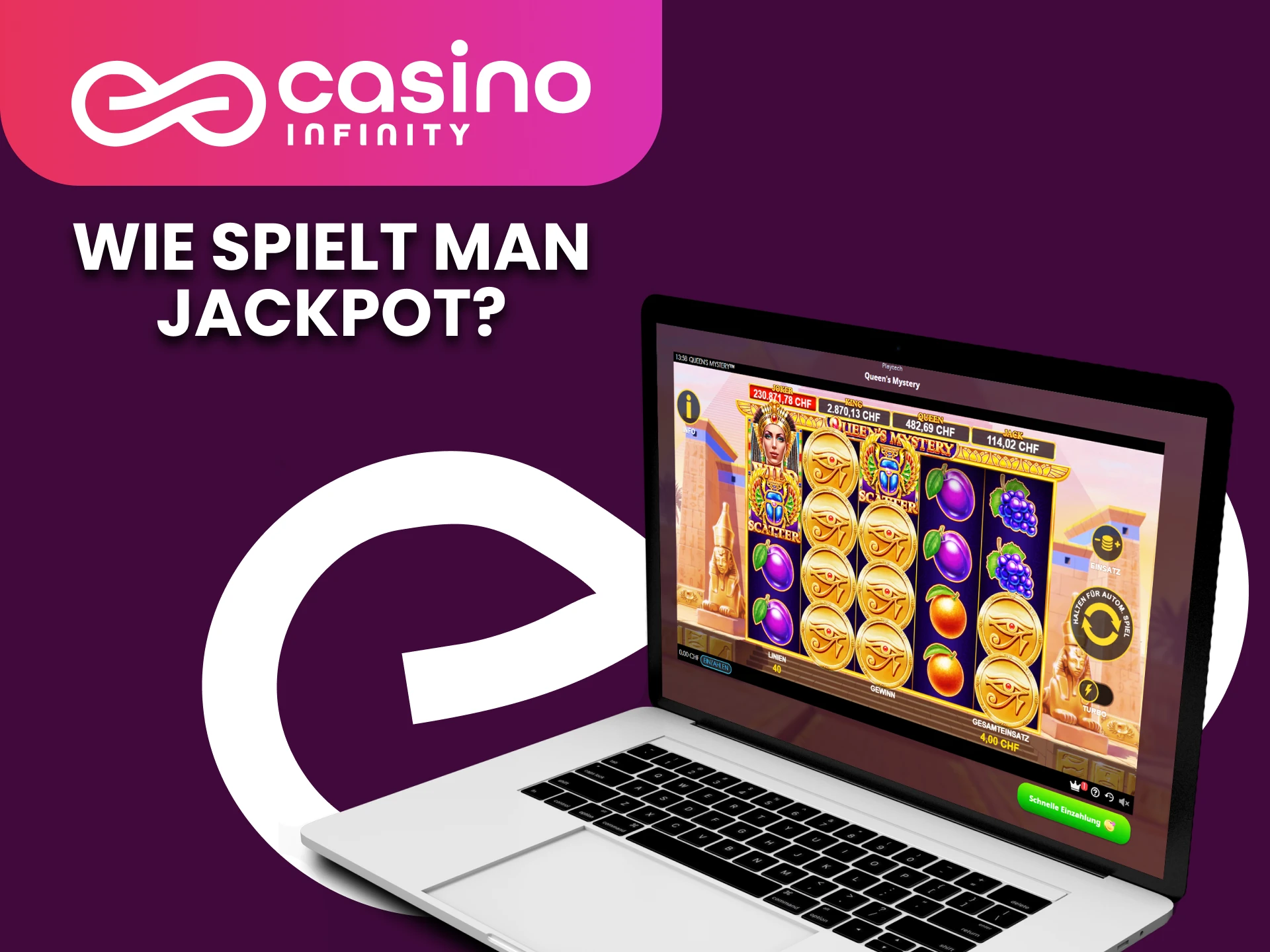 Erfahren Sie, wie Sie mit dem Spielen von Jackpot-Spielen im Casino Infinity beginnen konnen.