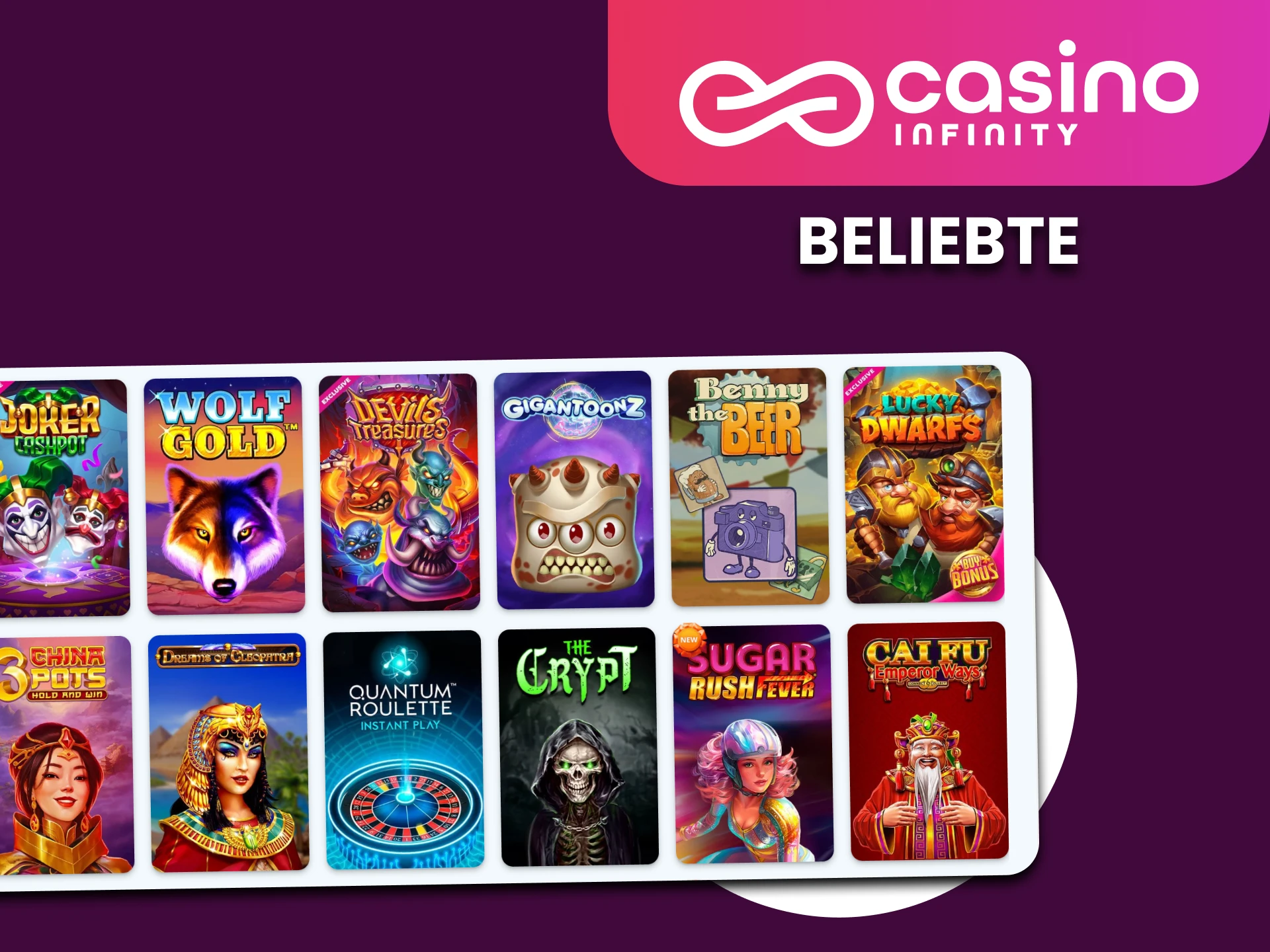 Diese Slots sind im Casino Infinity am beliebtesten.