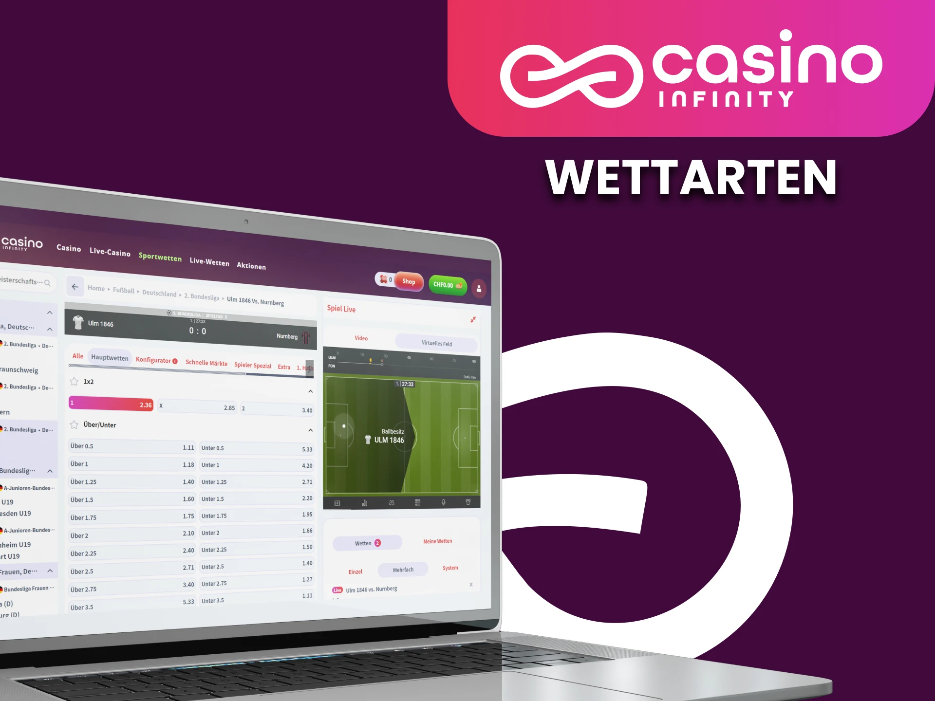 Bei Casino Infinity konnen Sie diese Arten von Wetten nutzen.