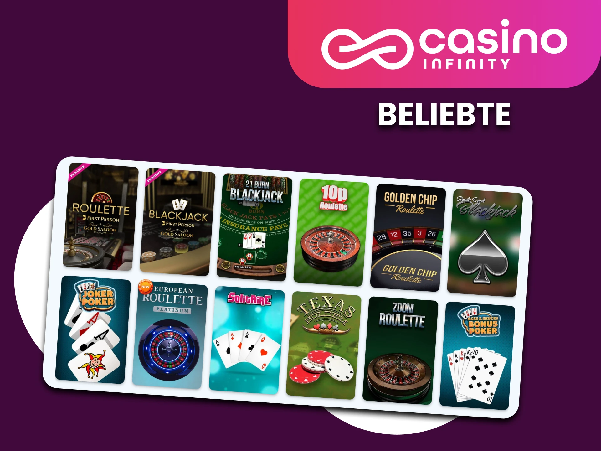 Wahlen Sie diese beliebten Tischspiele im Casino Infinity, um mehr zu gewinnen.