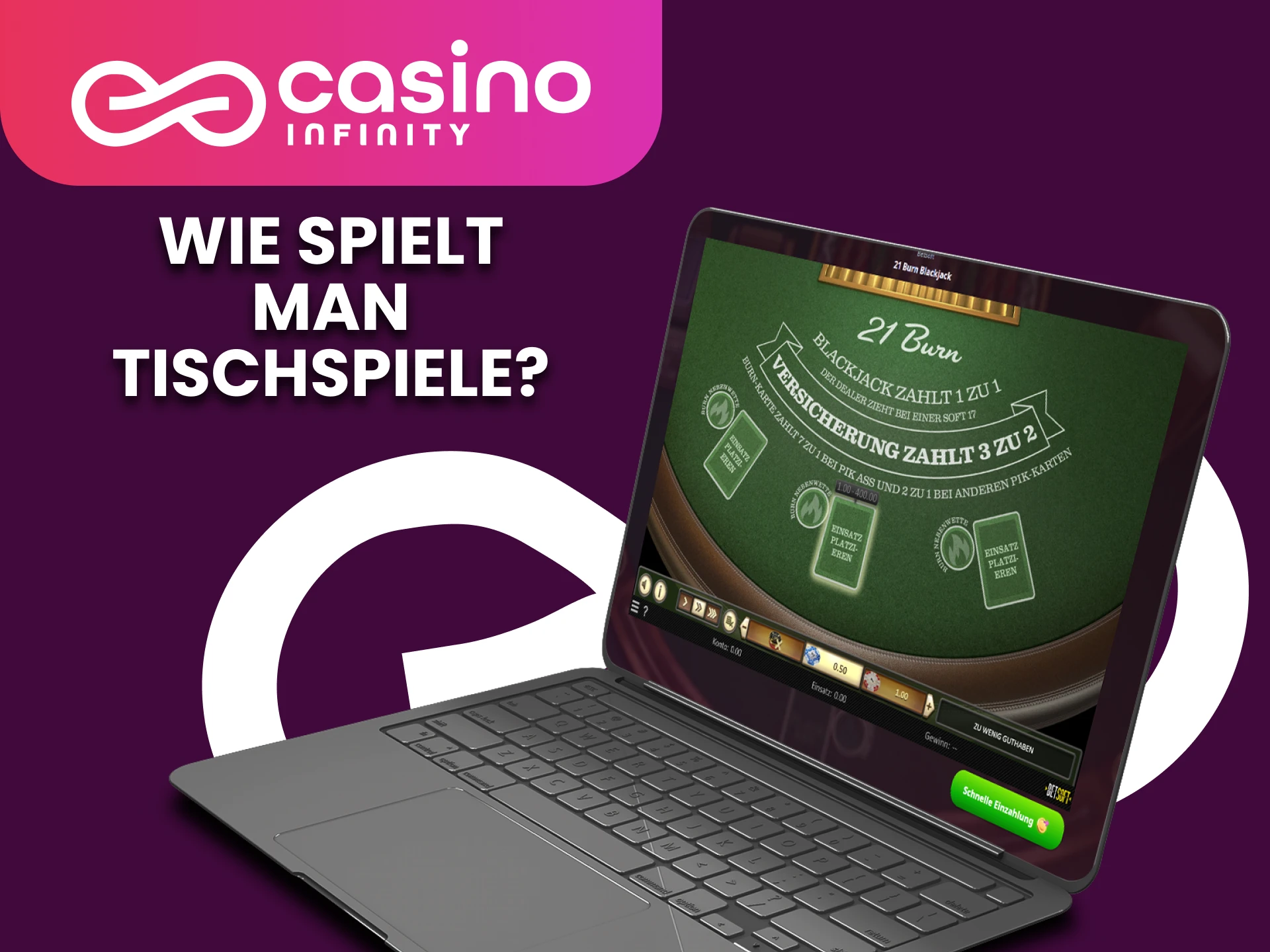 Beginnen Sie mit dem Spielen von Tischspielen im Casino Infinity, indem Sie diese Schritte befolgen.