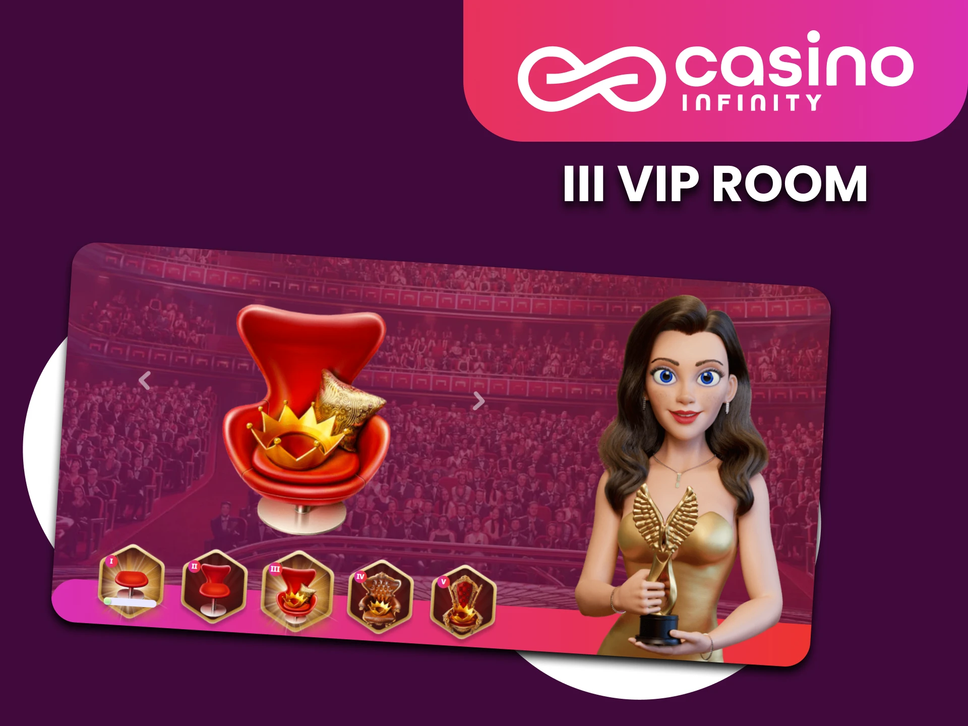 Erhalten Sie Cashback im 3 VIP Room des Casino Infinity.